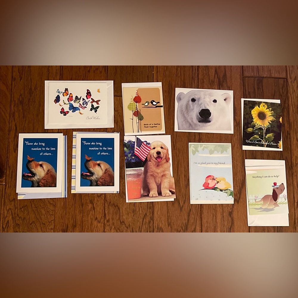 Thinking of You Cards Lot of 9 NATURE, BIRDS, DOGS greeting NOS